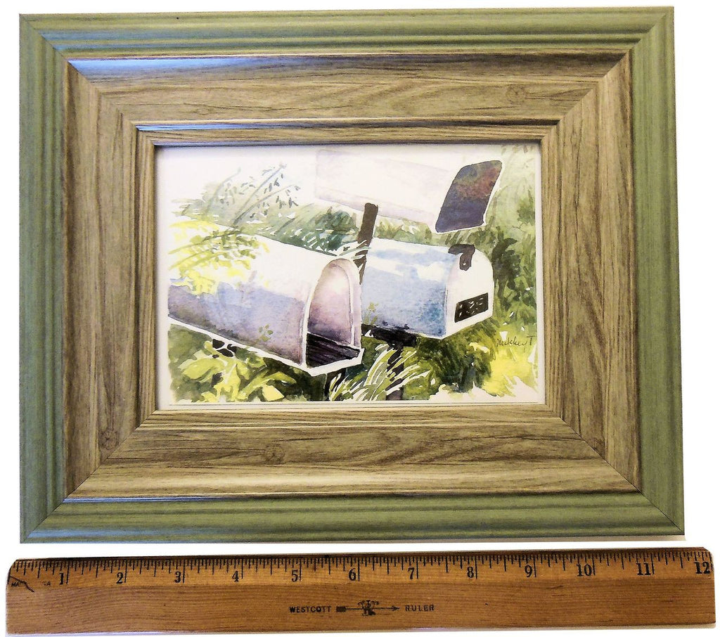 Home Sweet Home. Watercolor mailboxes.  Framed art